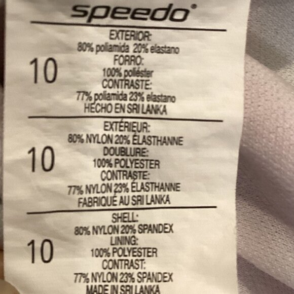 Speedo Striped One-Piece Swimsuit Cross Strap Girls Sz 10 Pink Red Black #170J - Picture 7 of 8